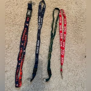 UVA, Penn Statw, STX athletics, and William and Mary lanyards